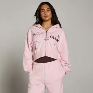 Moterų Move Club lengvas džemperis su užtrauktuku ir grafika - Rausva - Size L