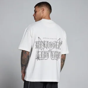 MP vyrų Lift Graphic išplautų didelio kirpimo medvilninių marškinėlių - Seniai balta - Size S
