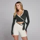 Moterų Tempo Contrast Wrap Top - Skalbta juoda