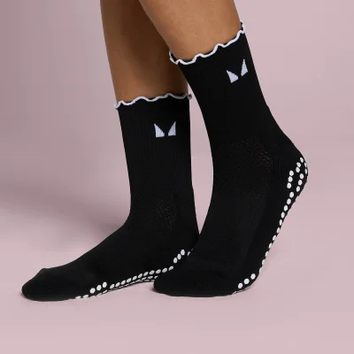 MP raibuliuotos Pilates kojinės (2 poros) - Juoda/Balta - UK 2-5 vaizdas 8