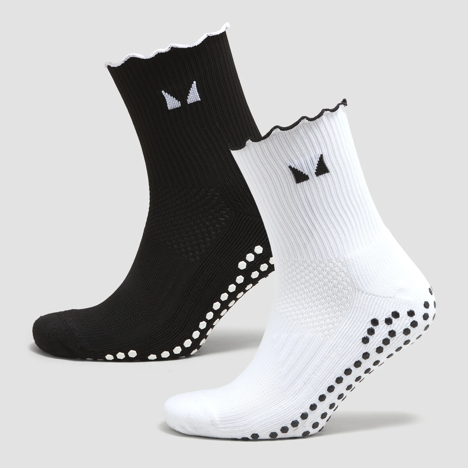 MP raibuliuotos Pilates kojinės (2 poros) - Juoda/Balta - UK 2-5 vaizdas 1