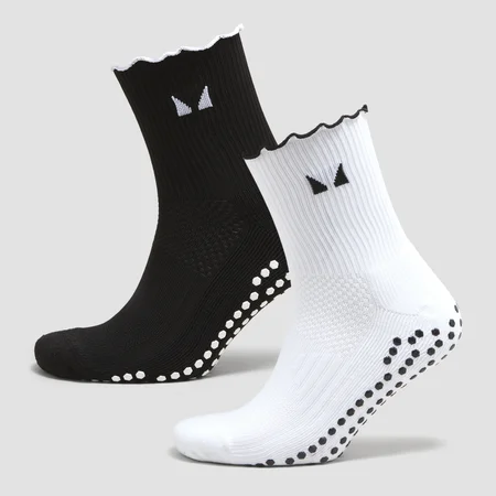 MP raibuliuotos Pilates kojinės (2 poros) - Juoda/Balta
