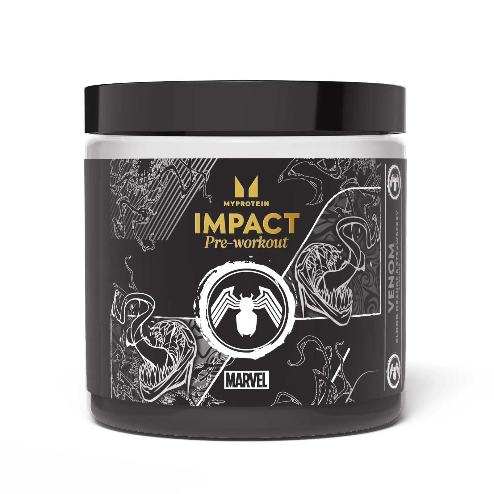 „Impact Pre-Workout“ – „Venom“ – Raudonieji apelsinai ir braškės - 440g - 40servings - Marvel Venom - Blood Orange and Strawberry vaizdas 1