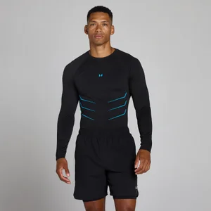 Lift ilgomis rankovėmis topas be siūlių - Išblukęs juodas/Mėlynas - Size M