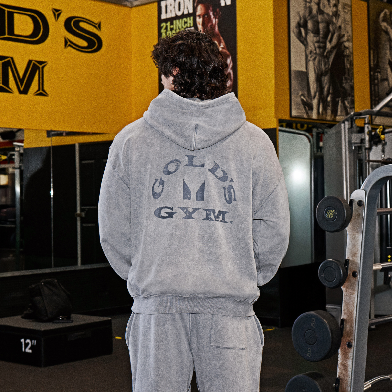 MP X Gold's Vyrų Washed Graphic Oversized Džemperis su Gobtuvu - Steel Blue - L vaizdas 2