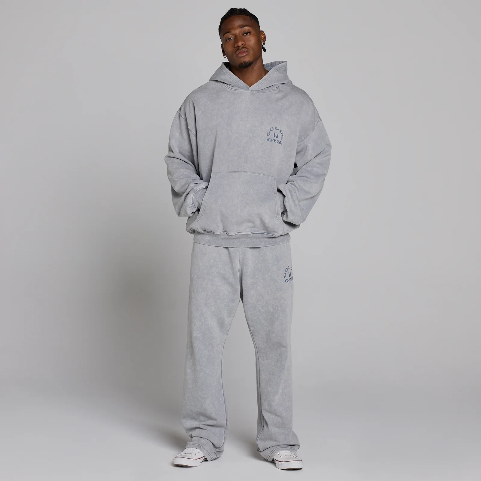 MP X Gold's Vyrų Washed Graphic Oversized Džemperis su Gobtuvu - Steel Blue - L vaizdas 5
